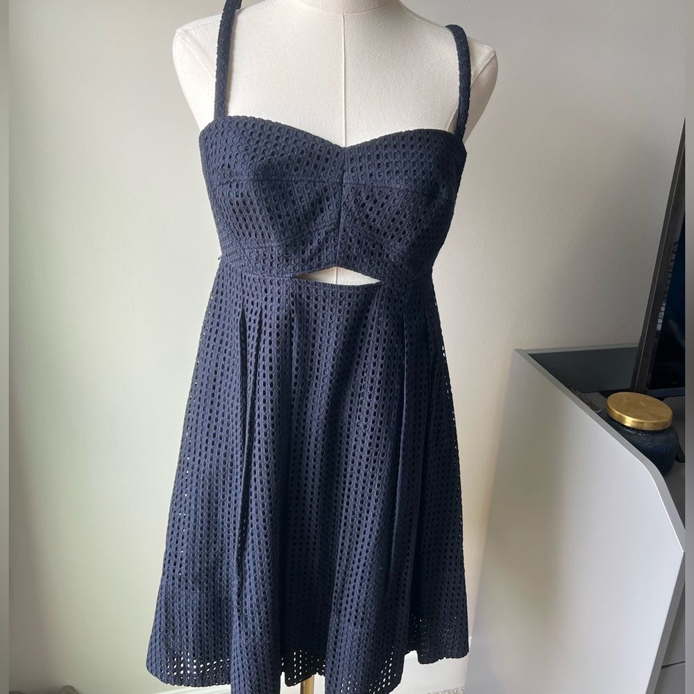Club Monaco Navy Blue Tamarah Cutout Eyelet Dress 8